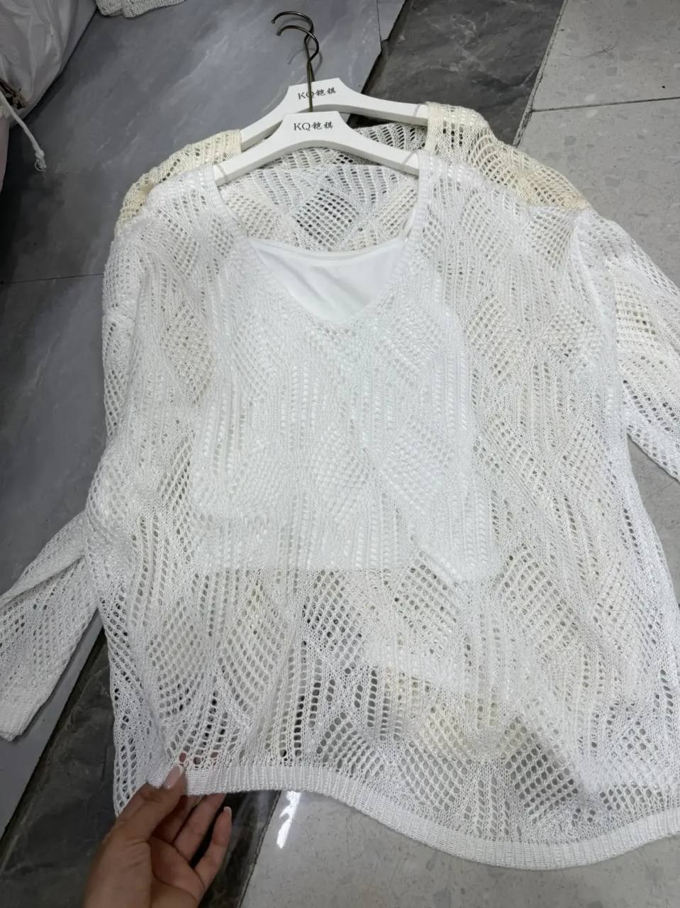 вязаная блузка,вязаный свитер,пляжная ажурная туника,вязаный пуловер,вязаные свитера женские