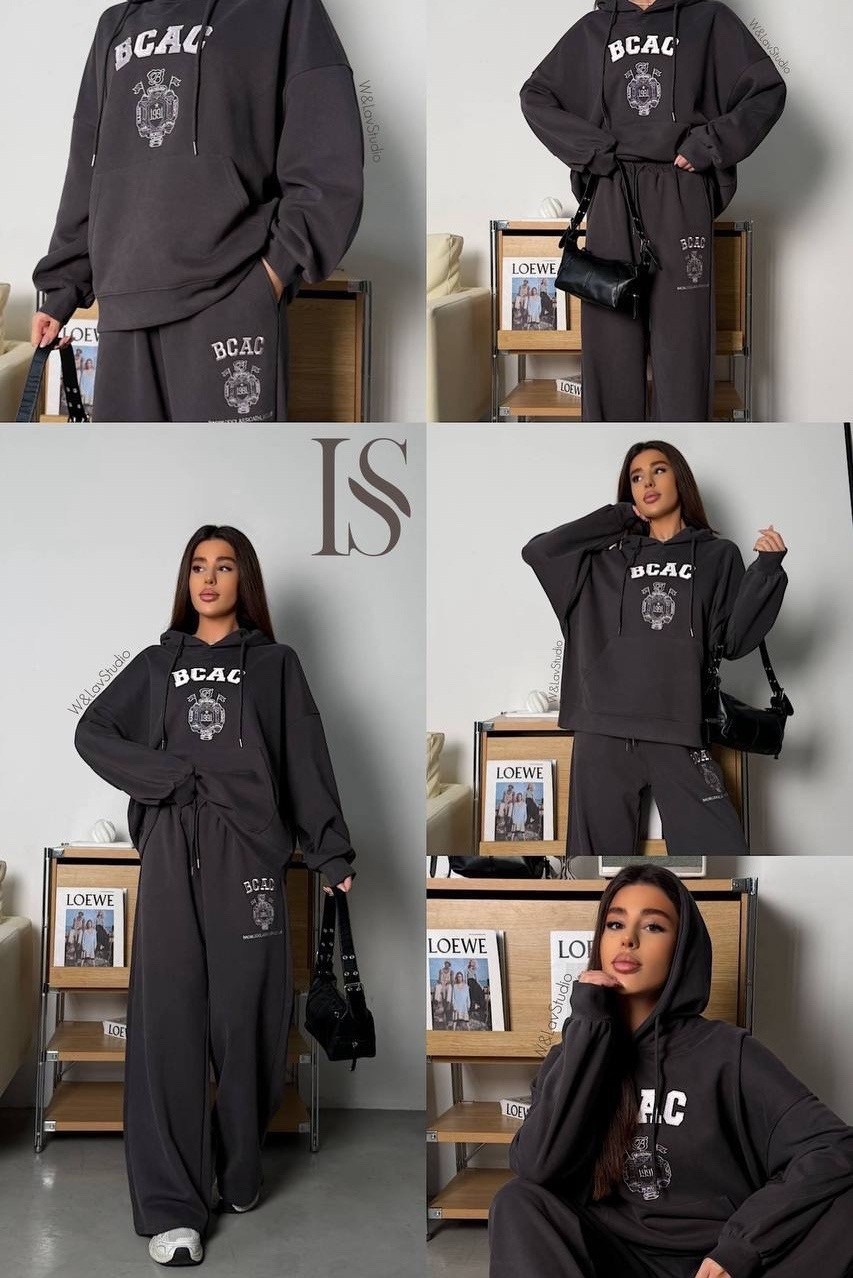 стильные костюмы,спортивный костюм,спортивный костюм женский,костюм женский,вязаный костюм свитшот и брюки trend.collection