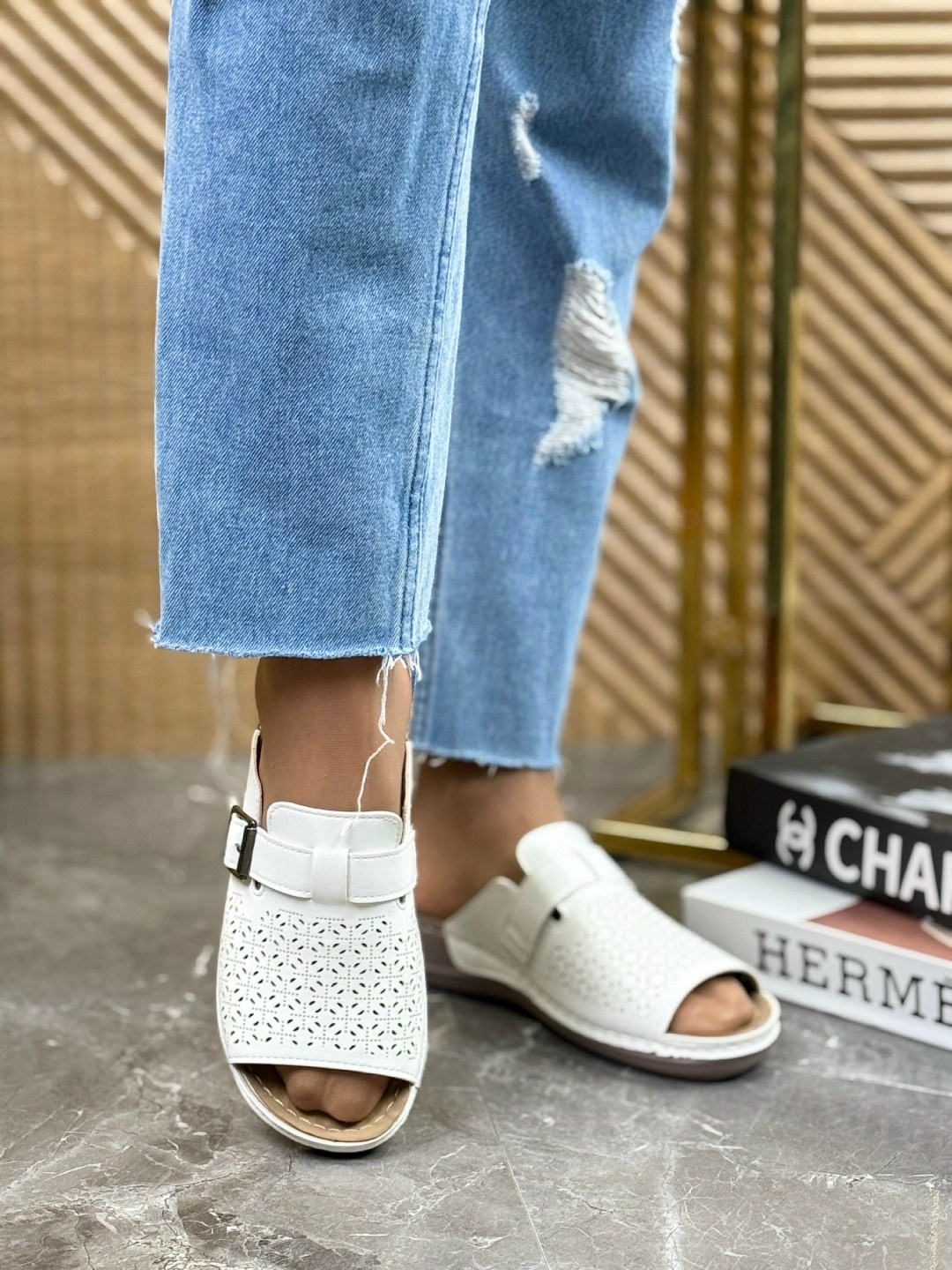 шлепанцы женские,,женские шлепки,сабо с перфорацией, женская