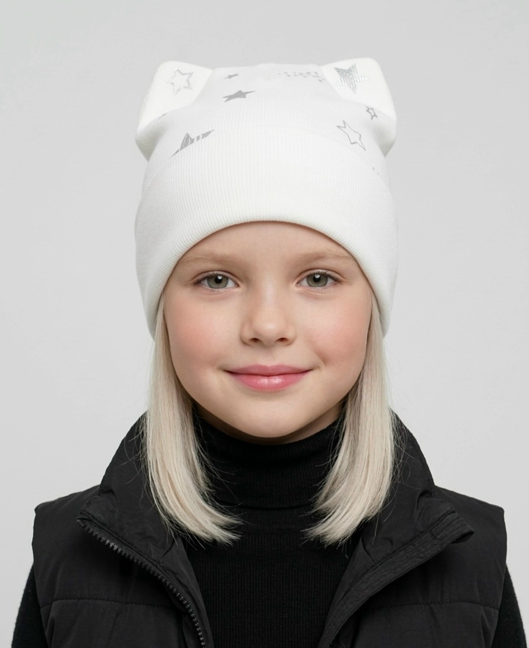 шапка для девочек,детская шапка,шапка для девочки демисезонная,шапка белая,шапка детская для девочек