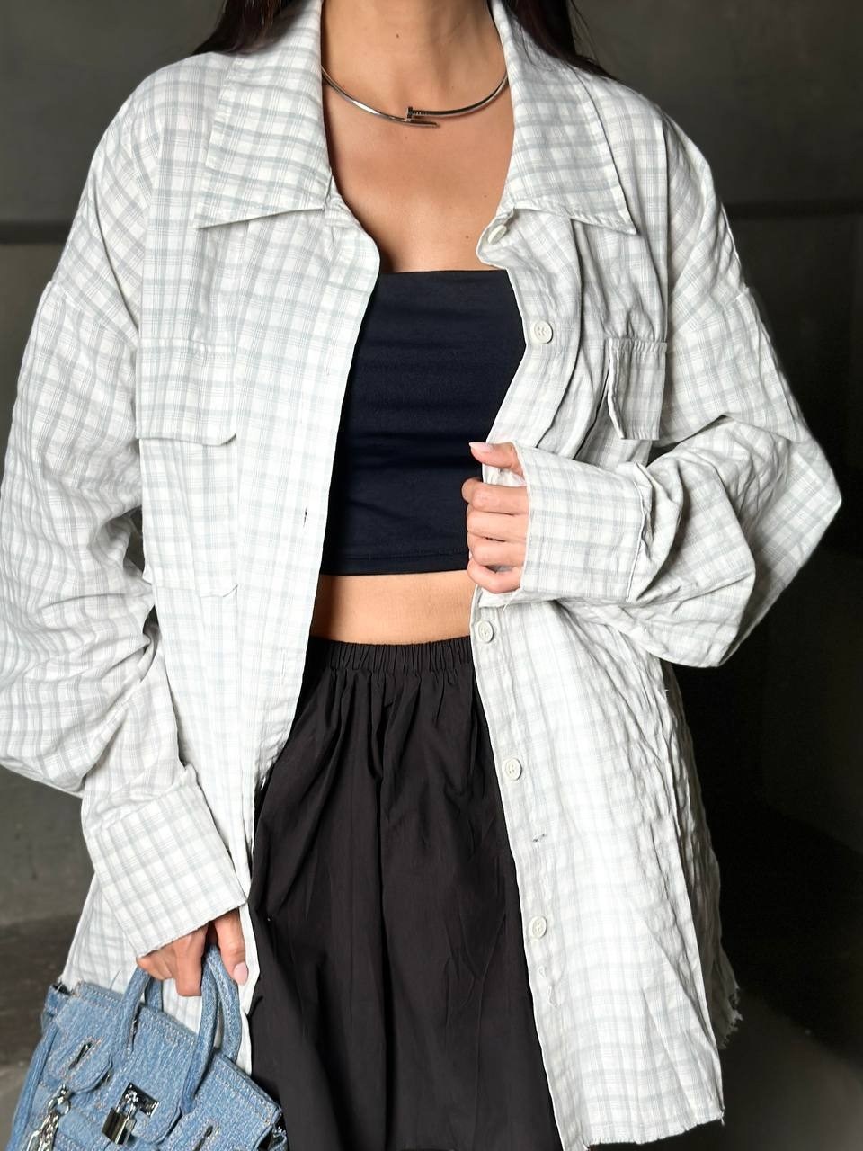 рубашка в клетку оверсайз со стразами perferita,рубашка в клетку,рубашка в клетку оверсайз женская,рубашка в клетку женская,женская рубашка