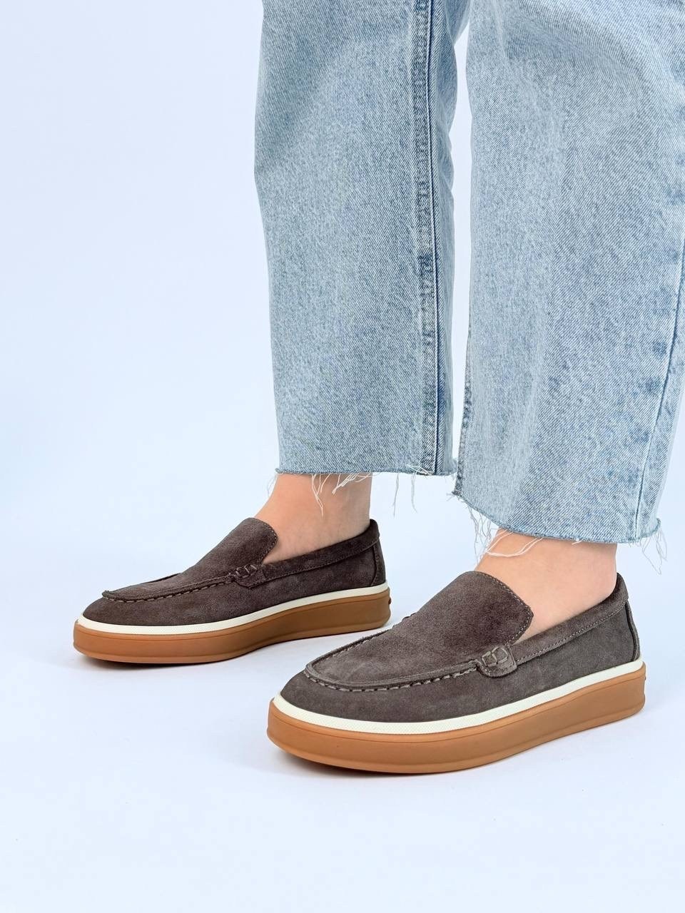 слипоны на платформе натуральная замша мерида,,женские лоферы из натуральной замши,лоферы замшевые,лоферы женские замшевые