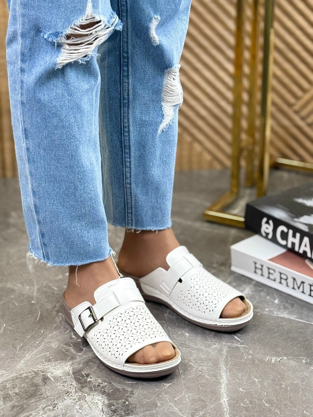 шлепанцы женские,,женские шлепки,сабо с перфорацией, женская