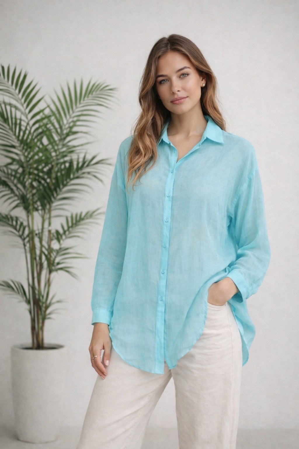 рубашка женская,рубашка женская льняная,льняная рубашка,рубашка бирюзовый,блузка голубая