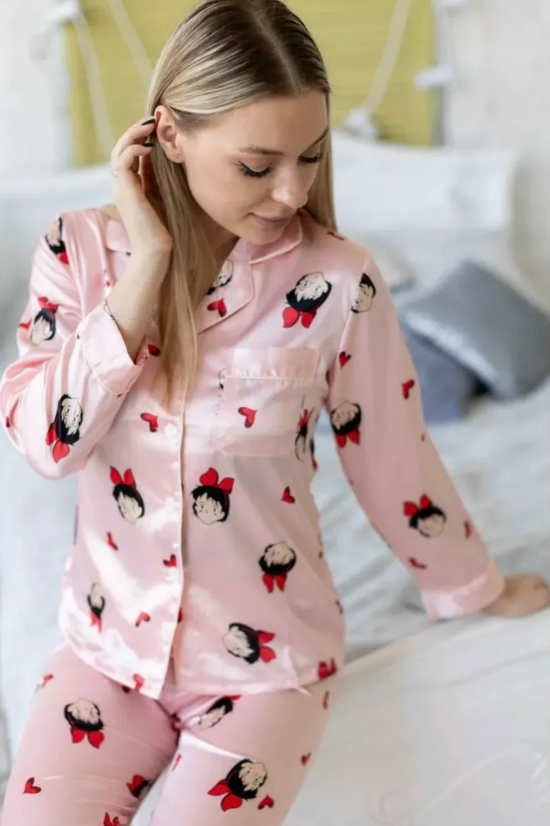 пижама женская,пижама,пижама размер 46-48 розовый,пижама женская (рубашка, брюки) kaftan "котики" розовая,пижама для женщин