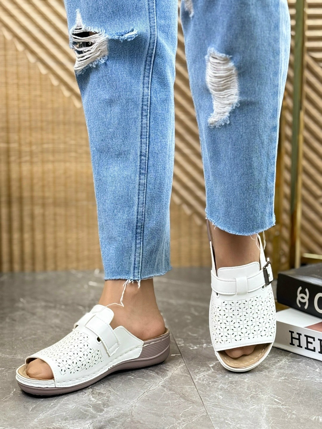 шлепанцы женские,,женские шлепки,сабо с перфорацией, женская