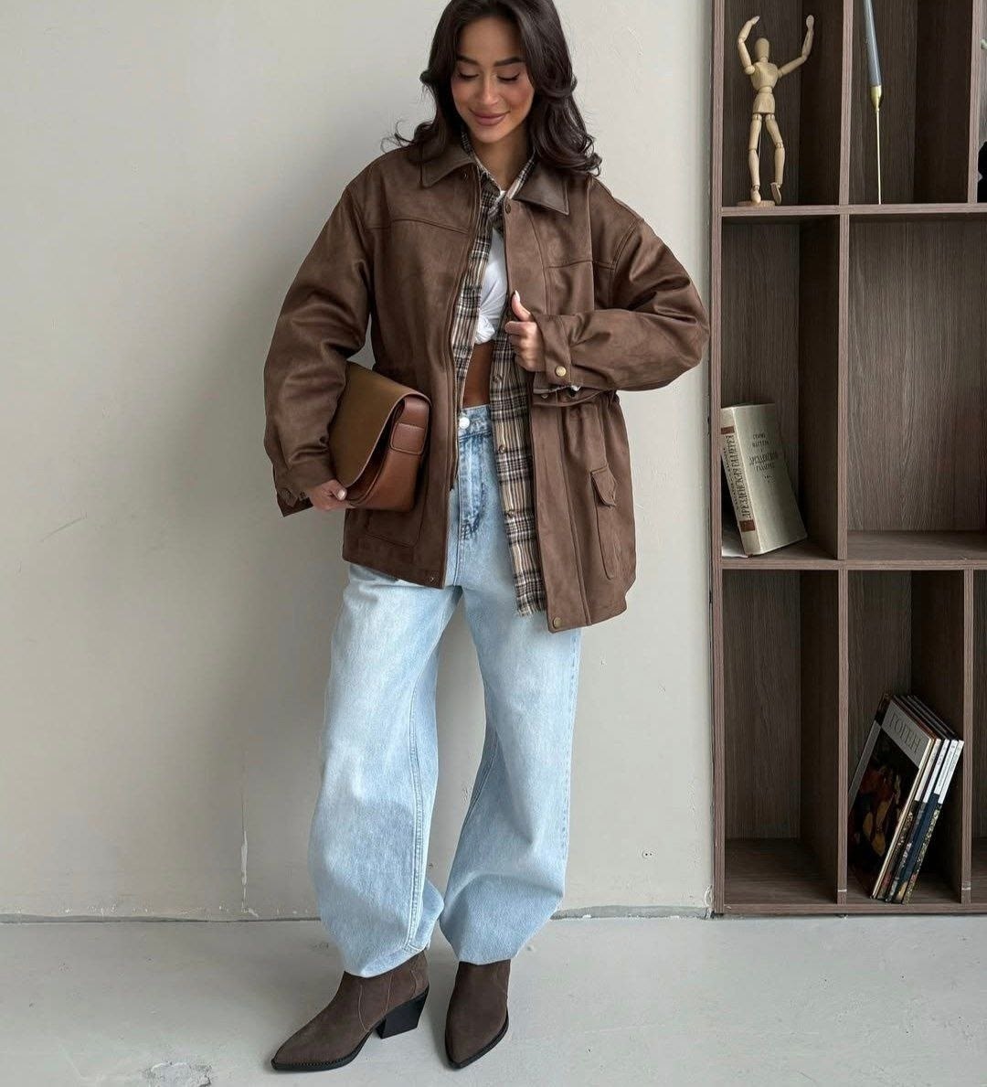 куртка женская из искусственной кожи,кожаная куртка,куртка оверсайз,куртка коричневая,коричневая кожаная куртка