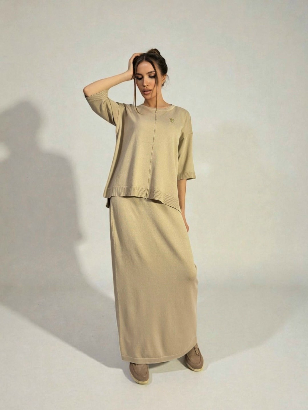 трикотажная юбка макси,костюм женский,костюм с юбкой,костюм трикотажный,юбка женская