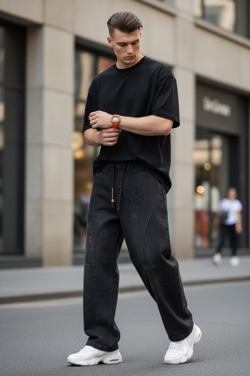 мужские джинсы,повседневные брюки,одежда в стиле,широкие джинсы,мужская мода