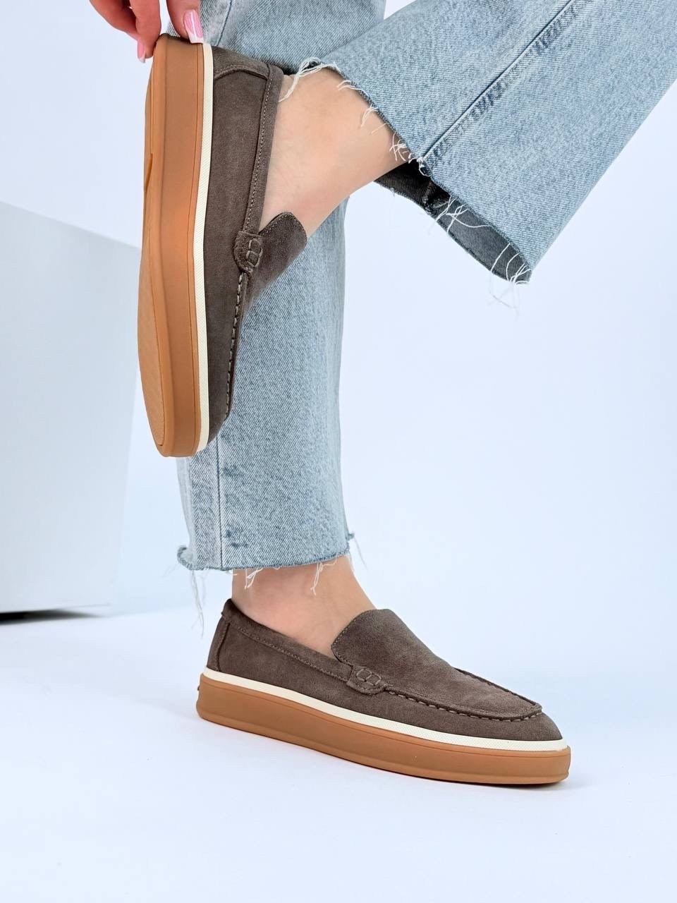 слипоны на платформе натуральная замша мерида,,женские лоферы из натуральной замши,лоферы замшевые,лоферы женские замшевые