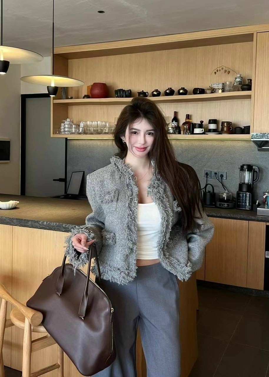 женская твидовая куртка,женская твидовая куртка с длинным рукавом,твидовый жакет,модное пальто,кардиган стильный