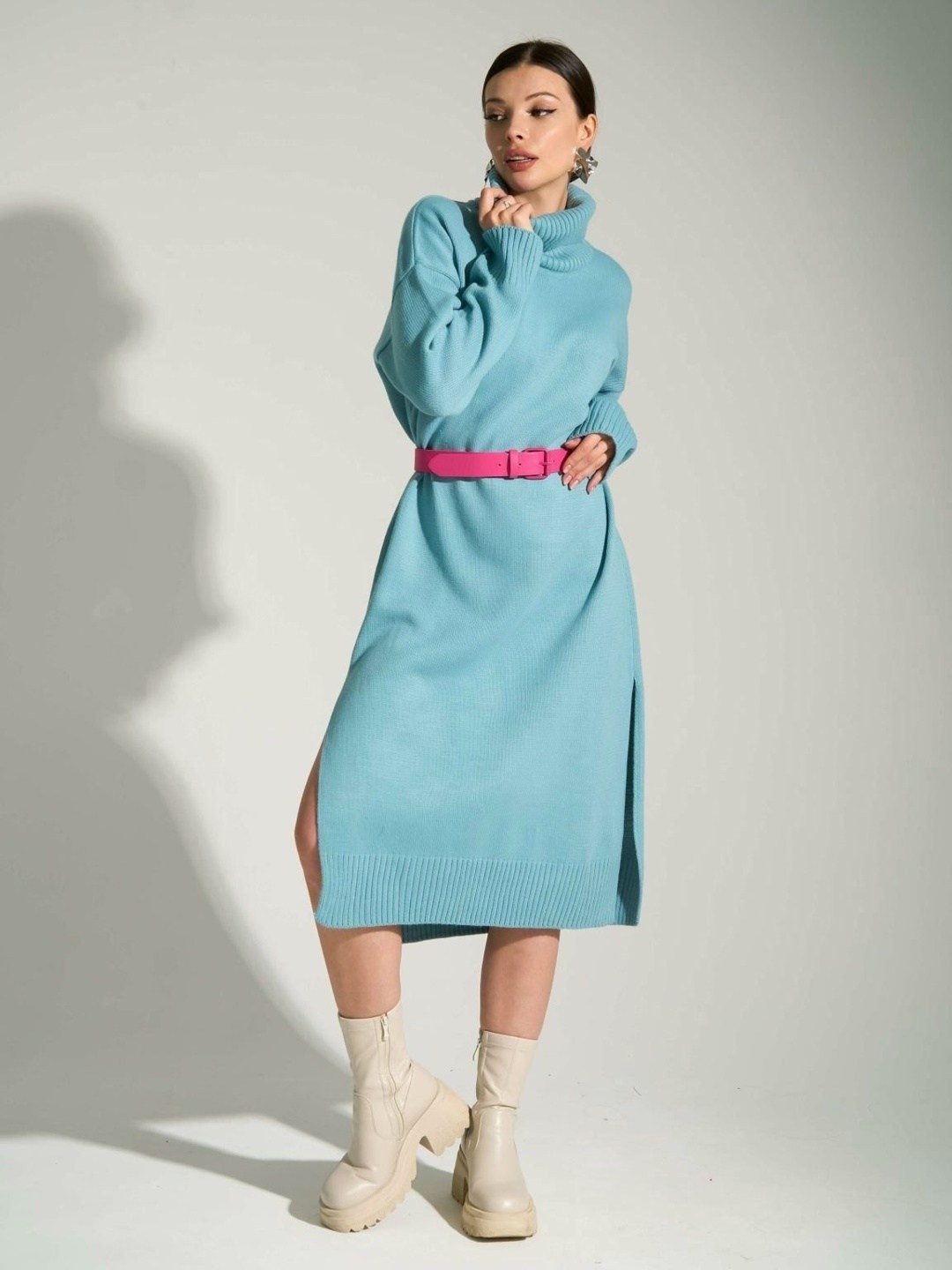 платье свитер оверсайз,шерстяное платье,джемпер бирюзовый,трикотажное платье,кашемировое платье оверсайз