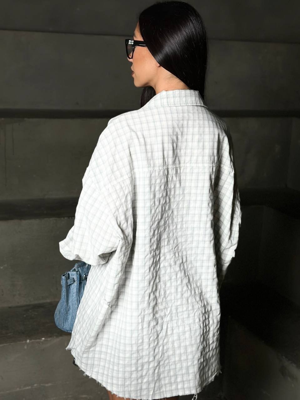 рубашка в клетку оверсайз со стразами perferita,рубашка в клетку,рубашка в клетку оверсайз женская,рубашка в клетку женская,женская рубашка