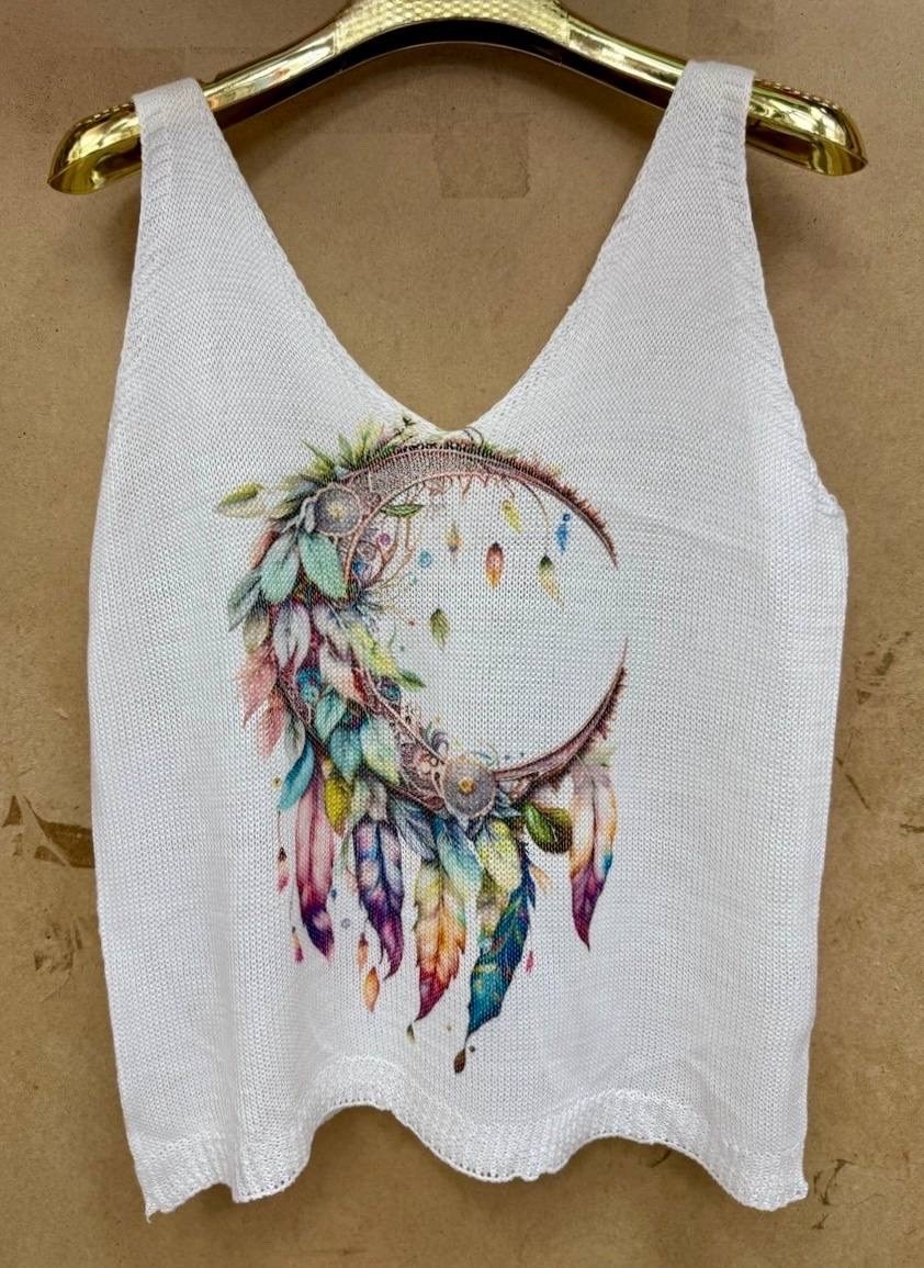 вязаные топы,майка спицами,тюльпаны для топа,майка женская,летние топы спицами