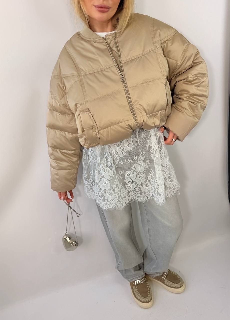 бежевая куртка демисезонная,куртка модная,georgia cropped puffer jacket beige,бежевая куртка,куртка бомбер