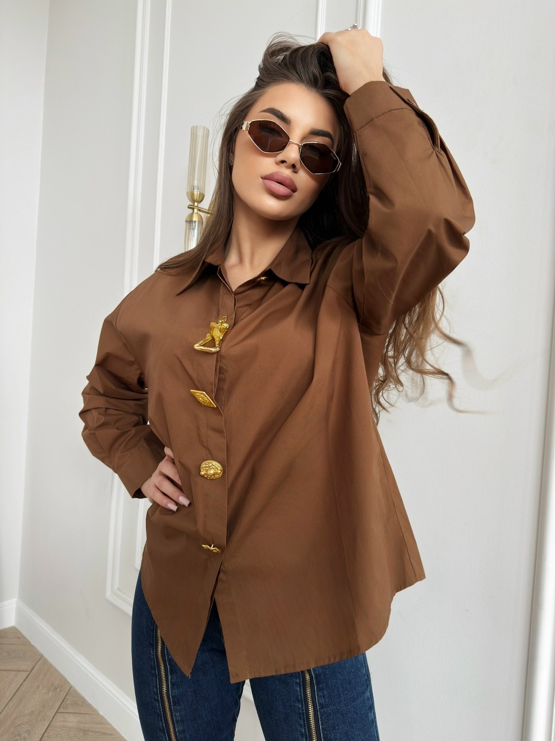 рубашка стильная,рубашка женская,рубашка,модная рубашка,рубашка шоколадного цвета