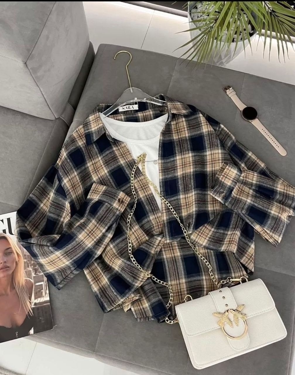 рубашка женская,женская рубашка в клетку,рубашка в клетку с майкой beststyle,рубашка в клетку,рубашка