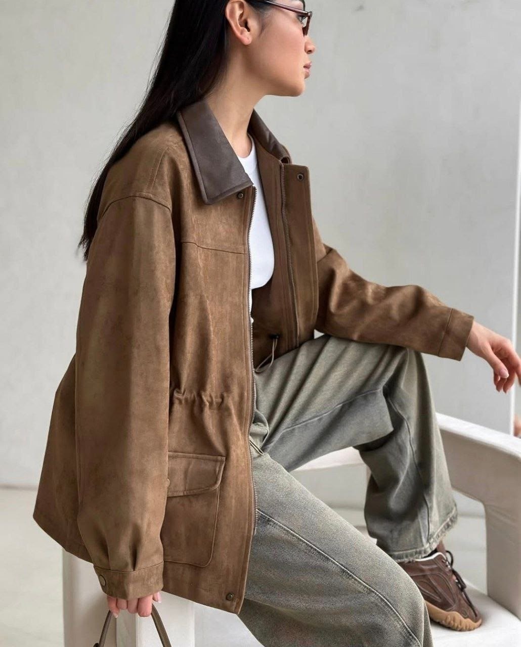 куртка женская из искусственной кожи,кожаная куртка,куртка оверсайз,куртка коричневая,коричневая кожаная куртка