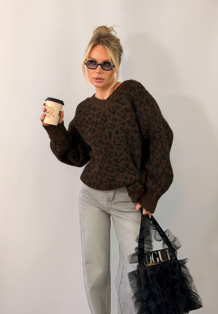 модные свитера,объемный свитер,джемпер леопардовый,свитер вязаный оверсайз леопардовый тмм 261450169,свитер женский