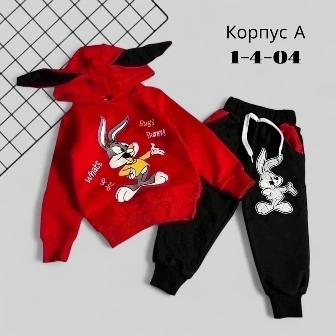 детский костюм трикотажный bugs bunny,костюм трикотажный little bunny,костюм трикотажный little bunny q&t kisd,трикотажный костюм для девочки,спортивный костюм little bunny с капюшоном