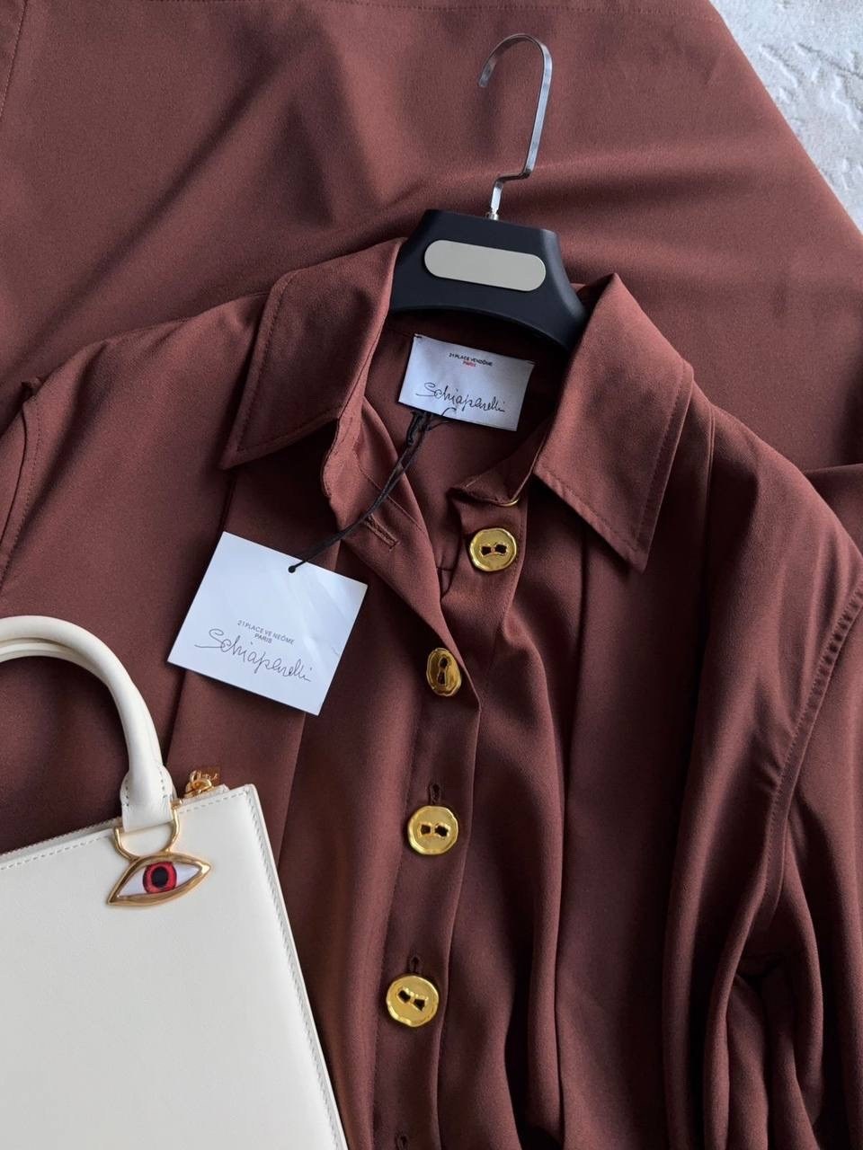 платье коричневое,женское платье на пуговицах schiaparelli кофейного цвета,платье на пуговицах,платье schiaparelli,платье рубашка