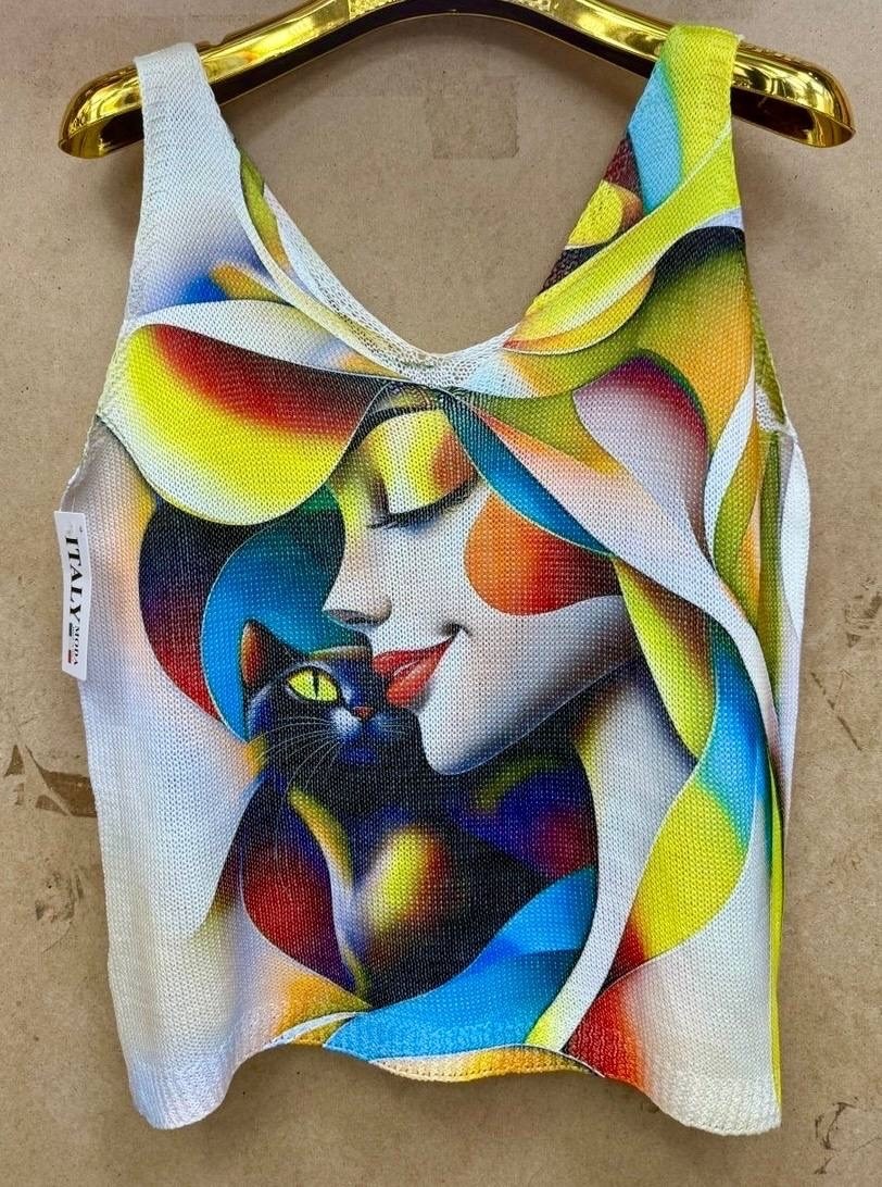 летняя мода,майка с принтом,женская майка,одежда с принт