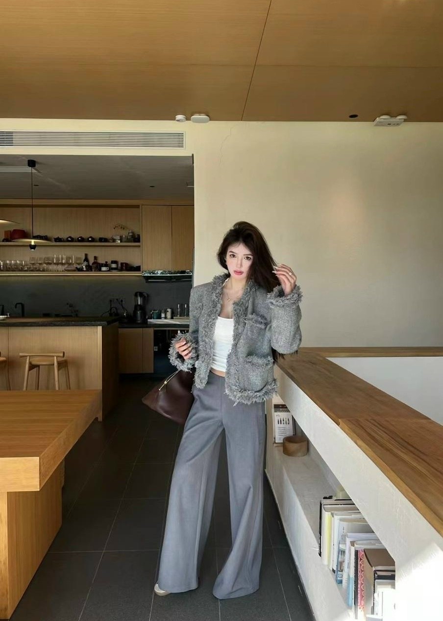 женская твидовая куртка,женская твидовая куртка с длинным рукавом,твидовый жакет,модное пальто,кардиган стильный