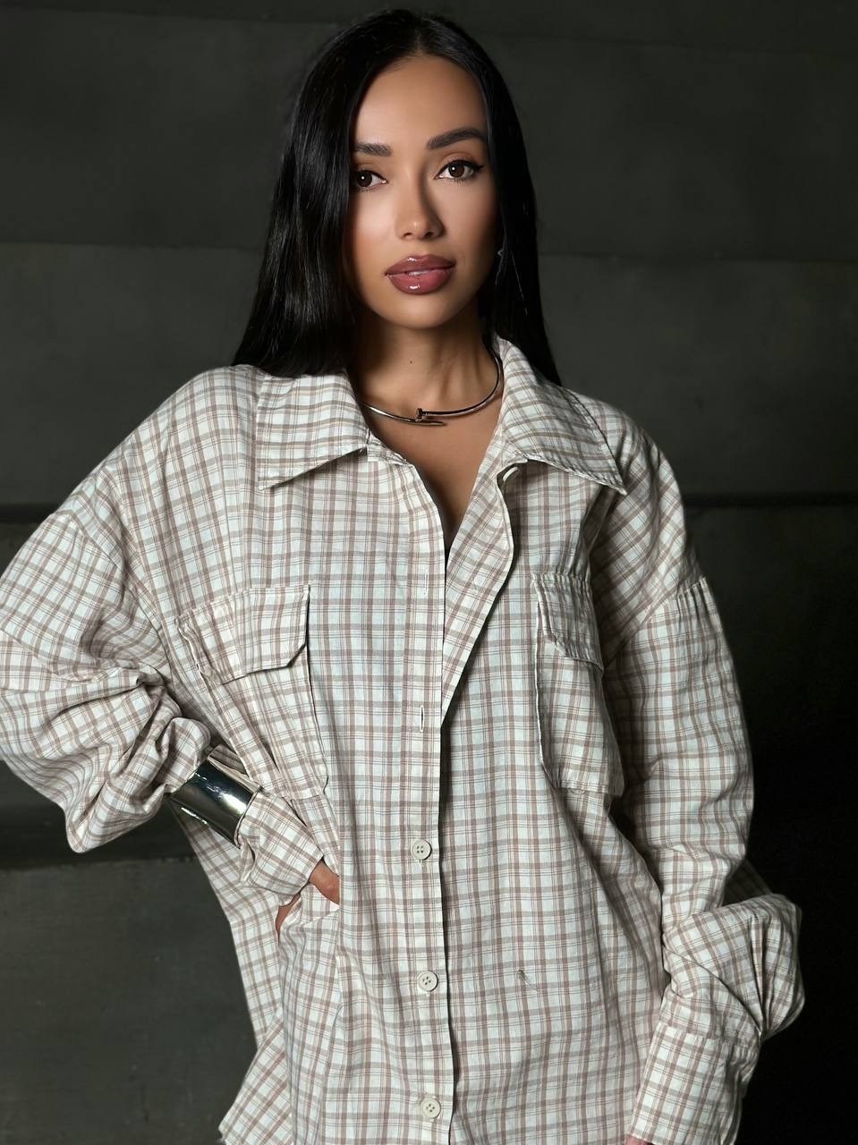 рубашка в клетку оверсайз со стразами perferita,рубашка в клетку,рубашка в клетку оверсайз женская,рубашка в клетку женская,женская рубашка