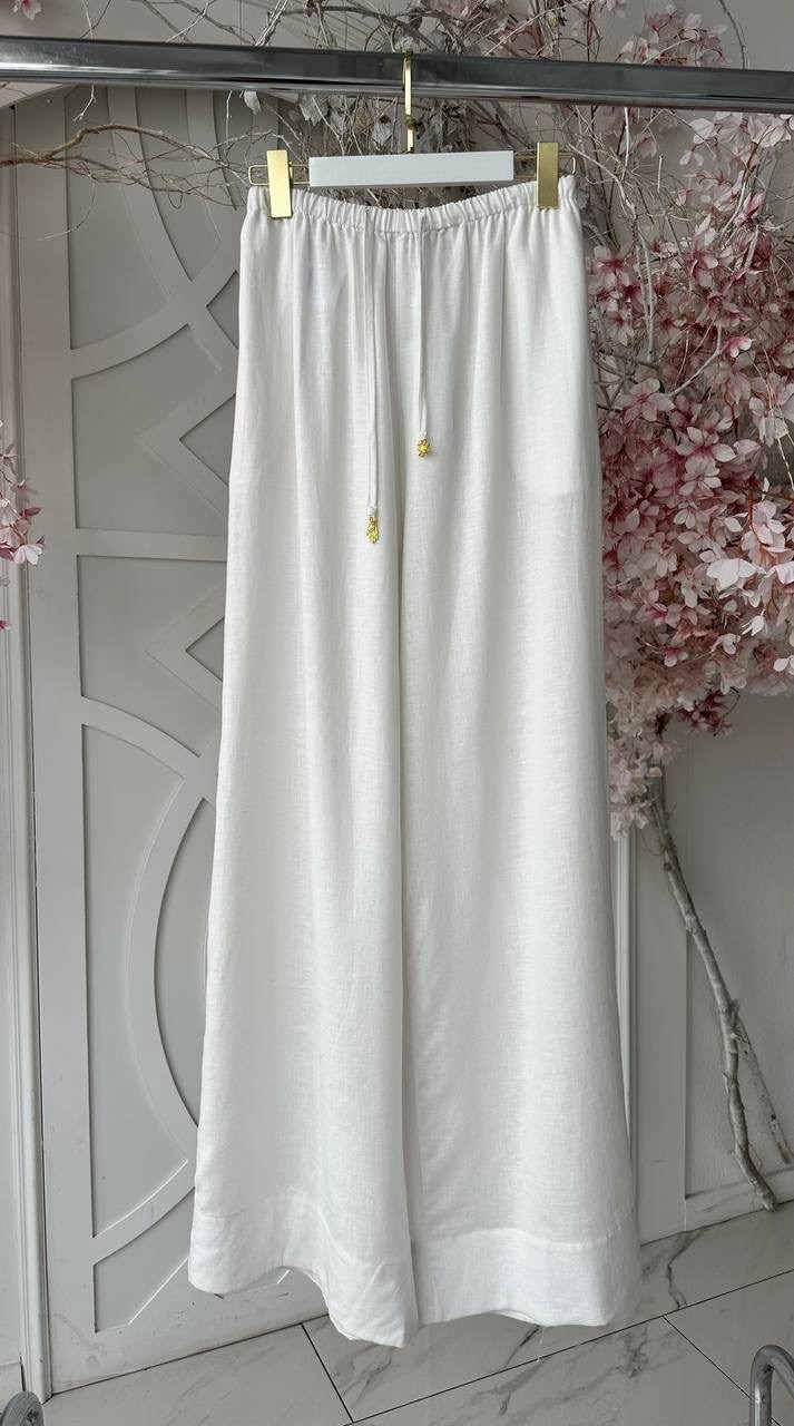 льняные брюки палаццо женские,брюки льняные белые,брюки палаццо из муслина,брюки палаццо из льна,женские льняные широкие брюки dimanaf