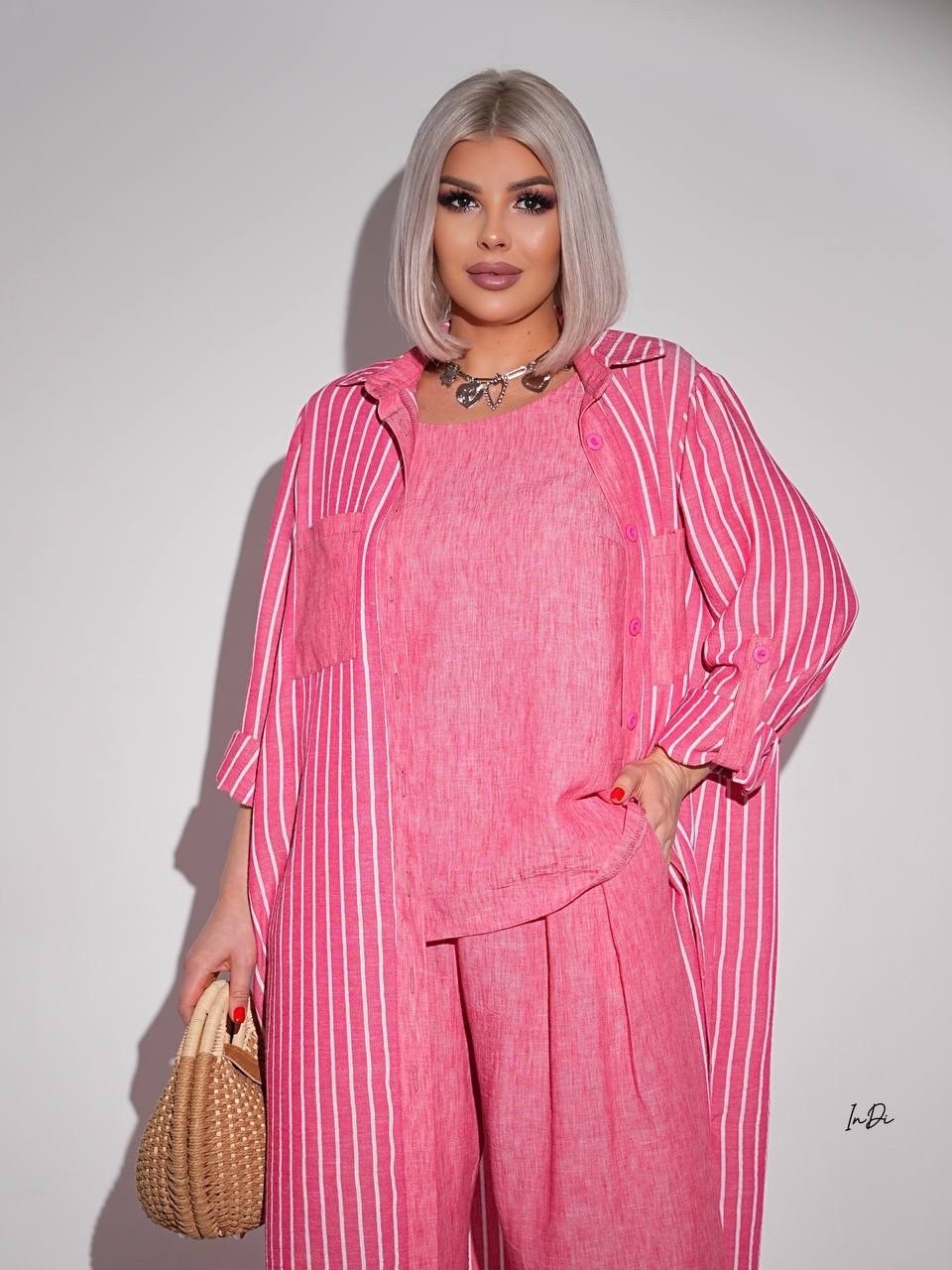 стильные костюмы,костюм женский,костюм летний со штанами жатка leyla secret,брючный комплект