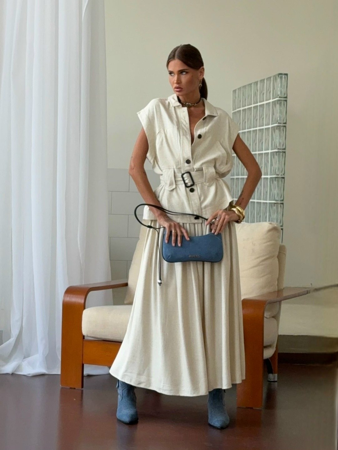 стильные наряды,женский костюм,льняная юбка,модное платье