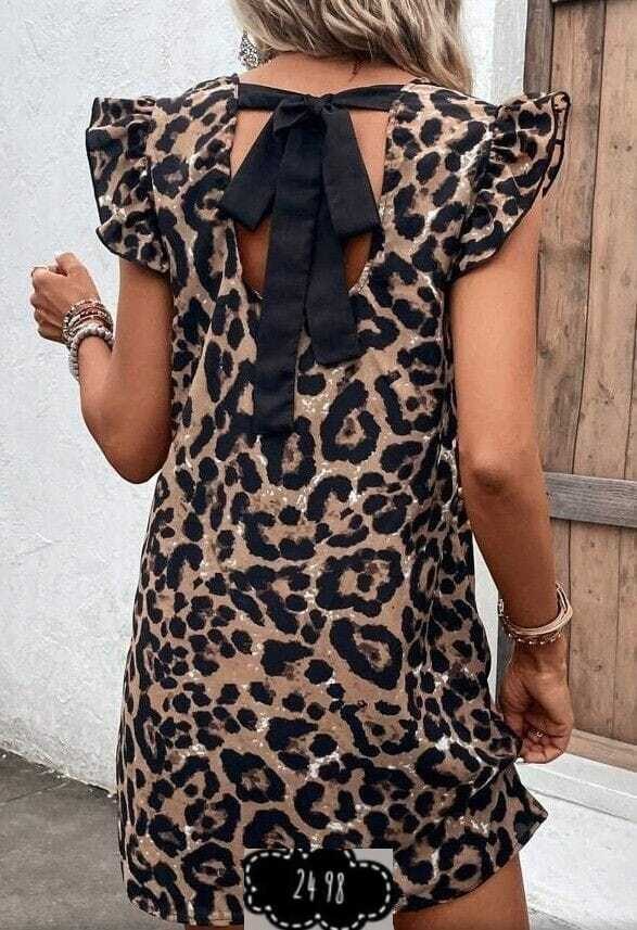 мини-платье с леопардовым принтом коричневый,платье с леопардовым принтом,платье мини с леопардовым принтом,женское платье с леопардовым принтом,платье туника