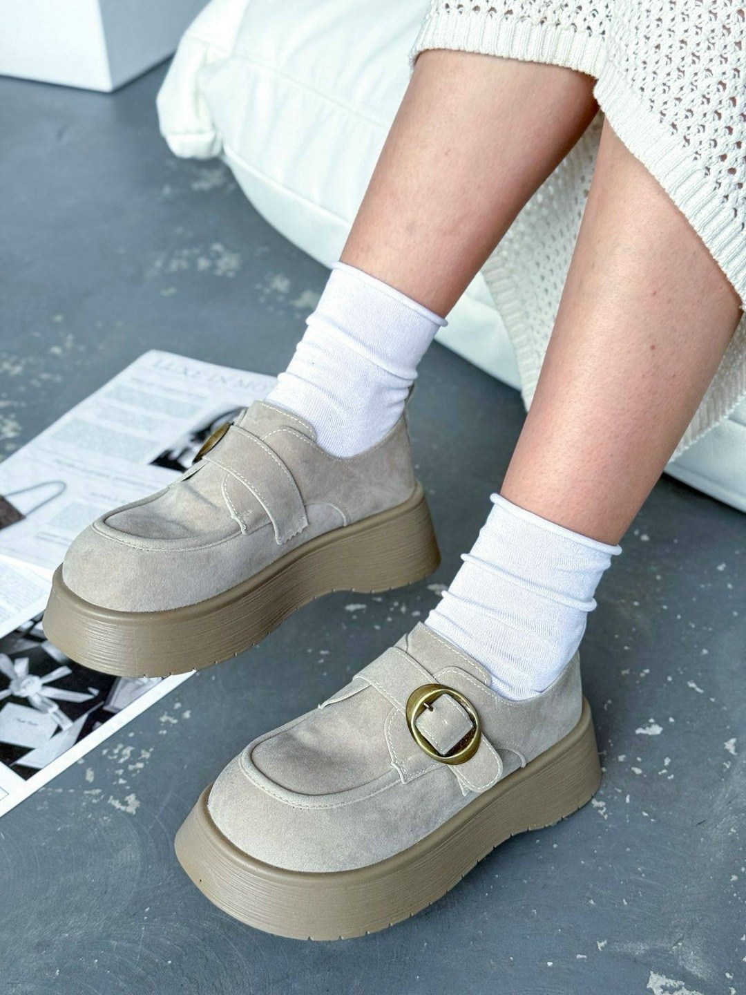 , женская, повседневные, на плоской подошве,лоферы замш