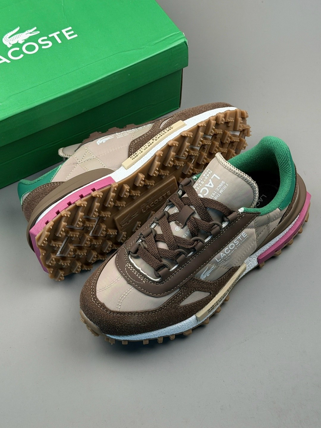 кроссовки для образа жизни женские низкие lacoste, цвет light brown/green,lacoste low-top casual shoes women's light brown green,кроссовки женские lacoste elite active коричневый,кроссовки lacoste act