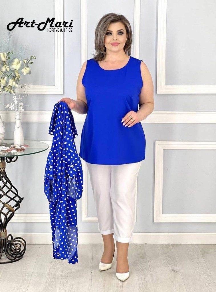 костюм женский,костюм тройка в горошек,туника нарядная, больших размеров,