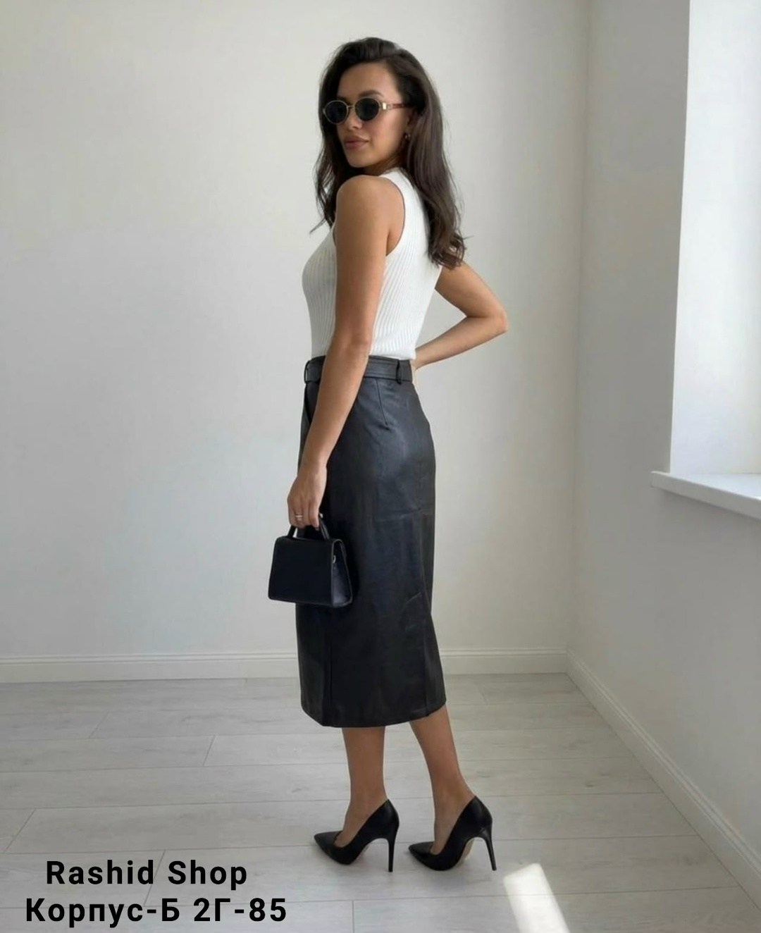 кожаная юбка,юбка кожаная женская,кожаная юбка миди с разрезом,юбка эко кожа,юбка