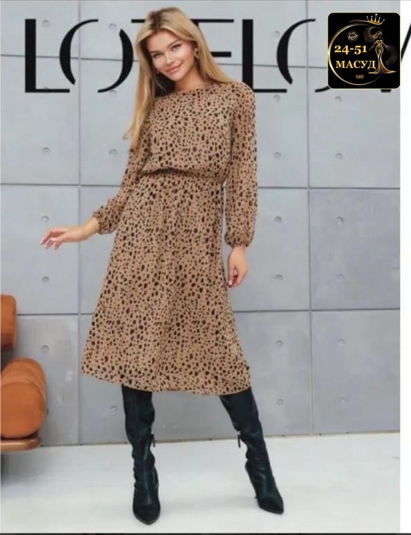 платье женское,платье шифон леопард,платье,платье миди,платье женское длинное с леопардовым принтом арт. 10560919