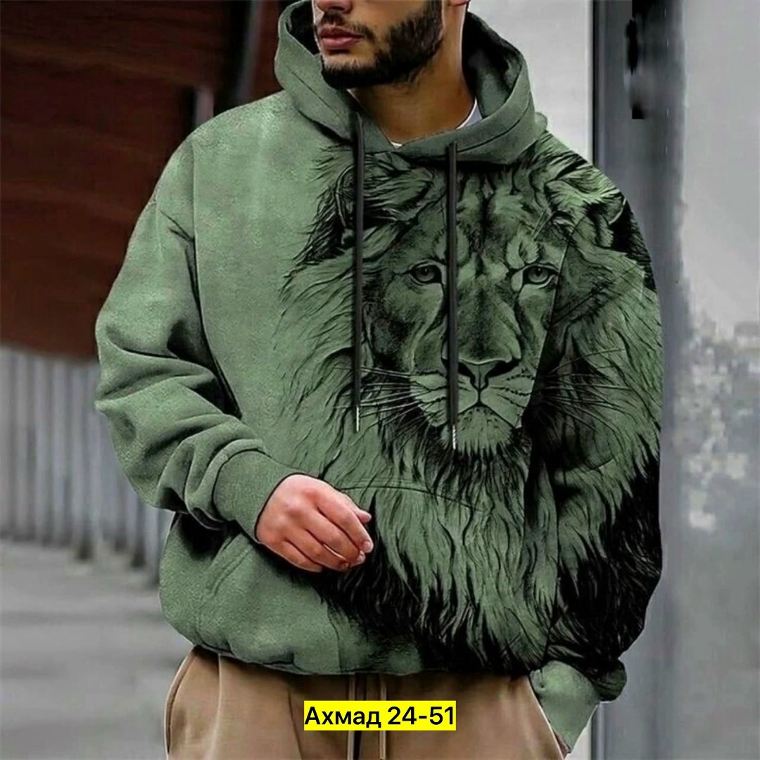 мужская толстовка с капюшоном и принтом в виде льва,толстовка мужская с капюшоном,кофта толстовка,толстовка с капюшоном с принтом,толстовка мужская