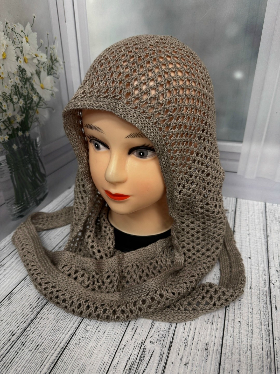 вязаный шарф,шарфы для женщин,вязаная косынка,шарф снуд,капор вязаный