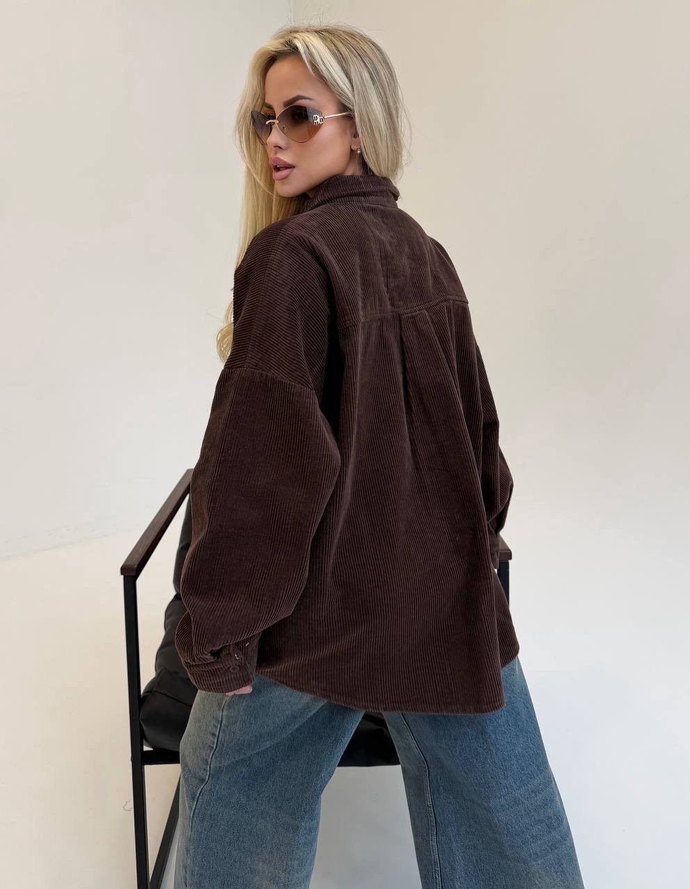 рубашка вельветовая цвета какао capriz-d1800005556,рубашка вельветовая оверсайз feel fine,рубашка вельветовая цвета какао iv-capriz,рубашка вельветовая оверсайз,рубашка оверсайз из вельвета осенняя be