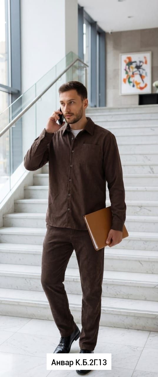 велюровая мужская пижама (комплект: брюки и рубашка),мужские пижамы,пижама мужская из велюра (комплект: брюки и рубашка) размер 48,пижама мужская из велюра с брюками и рубашкой "коричневая",мужские ру