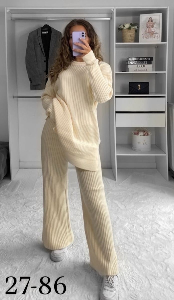 костюм вязаный с брюками широкими палаццо шерстяной сити текс,костюм женский теплый вязаный брючный,женский вязаный костюм,костюм женский: свитер и штаны (one size 42-48),костюм трикотажный