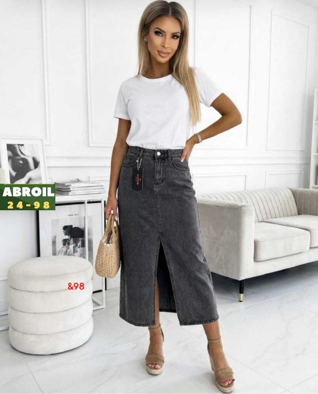 джинсовая юбка,юбка джинс,джинсовая юбка миди,юбка джинсовая женская,джинсовая юбка-миди с разрезом