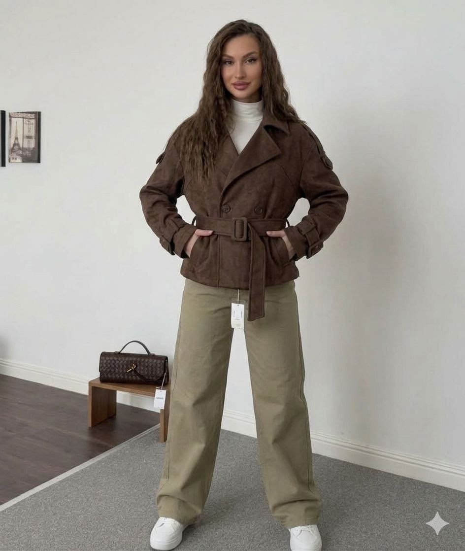 куртка косуха замшевая коричневая с поясом tadari,замшевая куртка,куртка замшевая женская,классическая коричневая замшевая женская куртка с поясом,куртка замшевая жакет премиум x'zotic