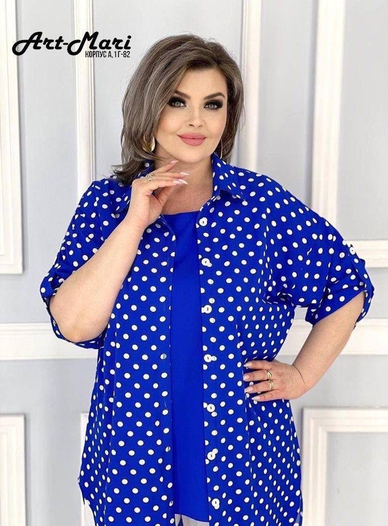 костюм женский,костюм тройка в горошек,туника нарядная, больших размеров,