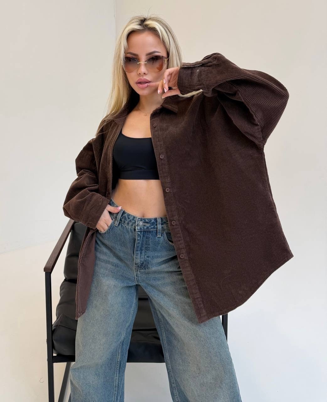 рубашка вельветовая цвета какао capriz-d1800005556,рубашка вельветовая оверсайз feel fine,рубашка вельветовая цвета какао iv-capriz,рубашка вельветовая оверсайз,рубашка оверсайз из вельвета осенняя be