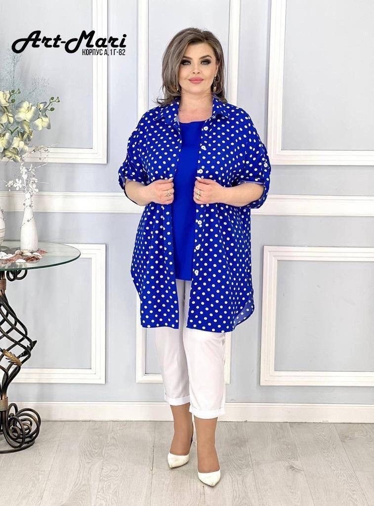 костюм женский,костюм тройка в горошек,туника нарядная, больших размеров,