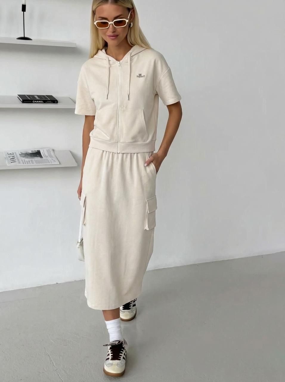 трикотажные костюмы,юбка карго,костюм с юбкой,стильный наряд