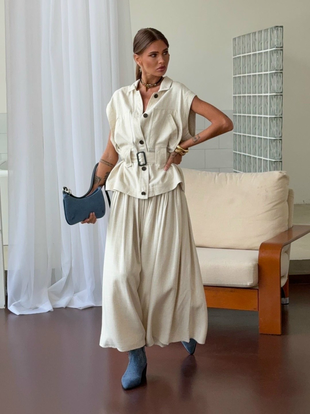 стильные наряды,женский костюм,льняная юбка,модное платье