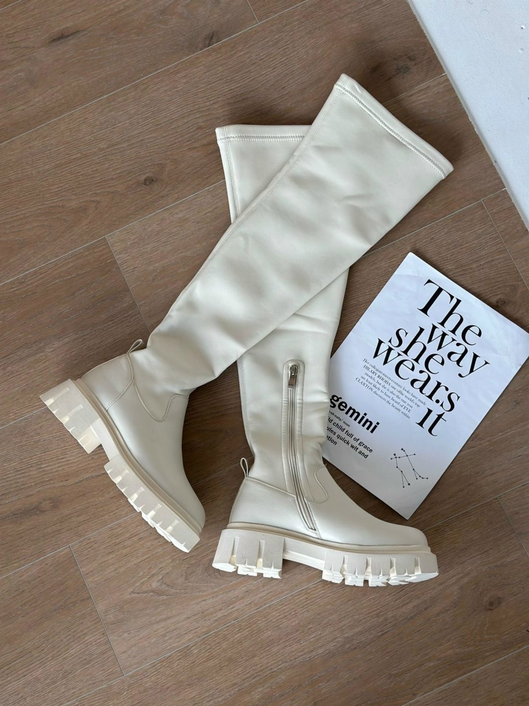 ботфорты бежевые,женские ботфорты,белые ботфорты,обувь,демисезонные ботфорты чулки на платформе matmazel